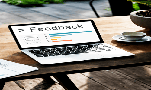 Customer feedback survey with rating icons and comments, representing checking reliability through reviews